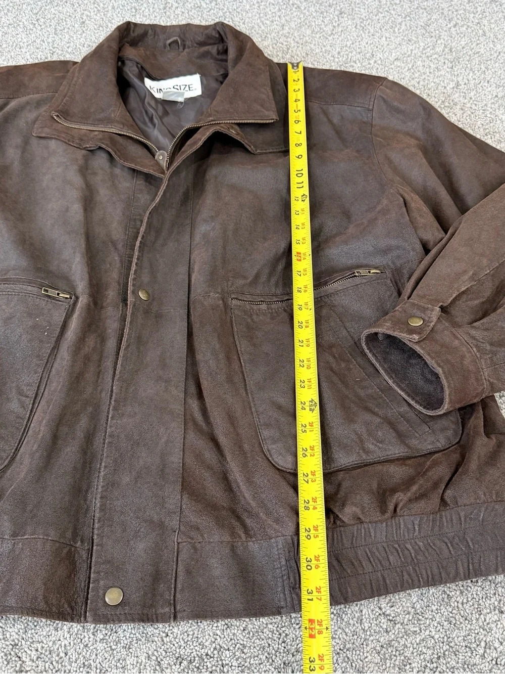 Vintage King Size Chocolate Brown Genuine Suede Bomber Jacket Men’s Big 4XL